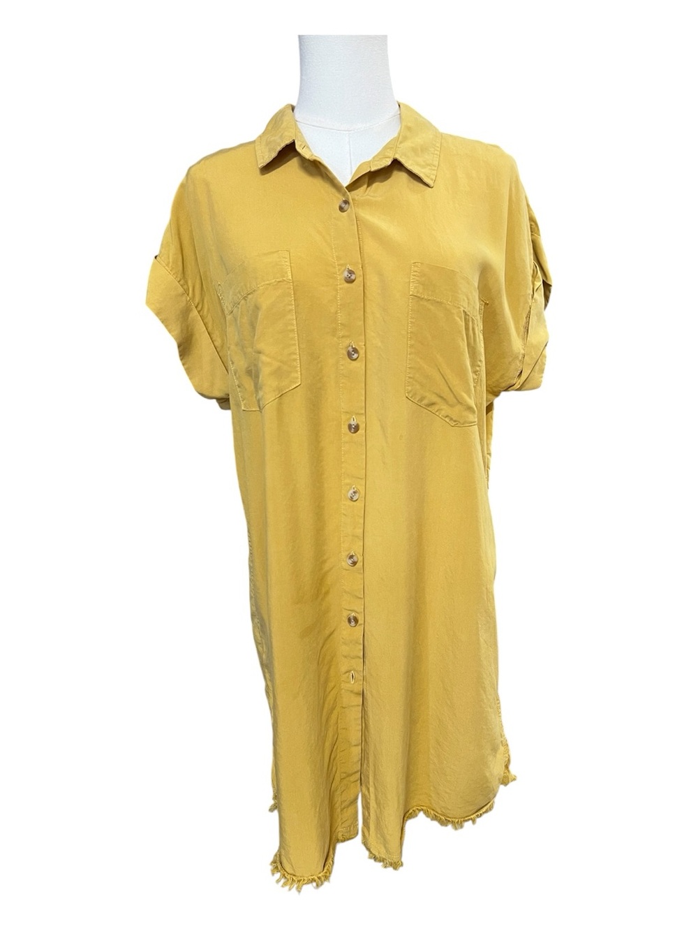 EUC Thread & Supply Mustard Lyocell Shirt Dress | Size S